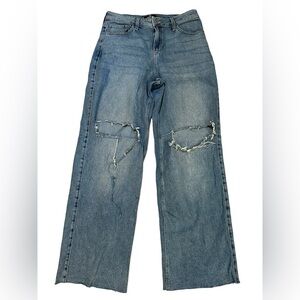 Hollister High Rise Vintage Baggy Jeans Distressed Light Wash Sz W25 L32